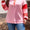 Plus Size Color Block Johnny Collar Long Sleeve Sweatshirt