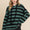 BOMBOM Drawstring Striped Dropped Shoulder Hoodie