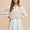 Crochet Vest Notched Long Sleeve Shirt Dress