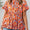 Plus Size Floral Round Neck Tiered Blouse