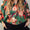 Plus Size Printed Johnny Collar Long Sleeve Blouse