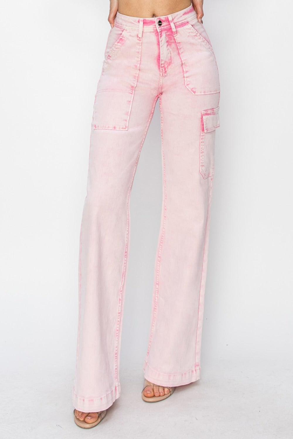 Full Size High Rise Cargo Pocket Jeans