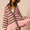 BiBi Slit Striped V-Neck Button Up Cardigan