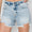 RISEN Full Size High Waist Frayed Detail Denim Shorts