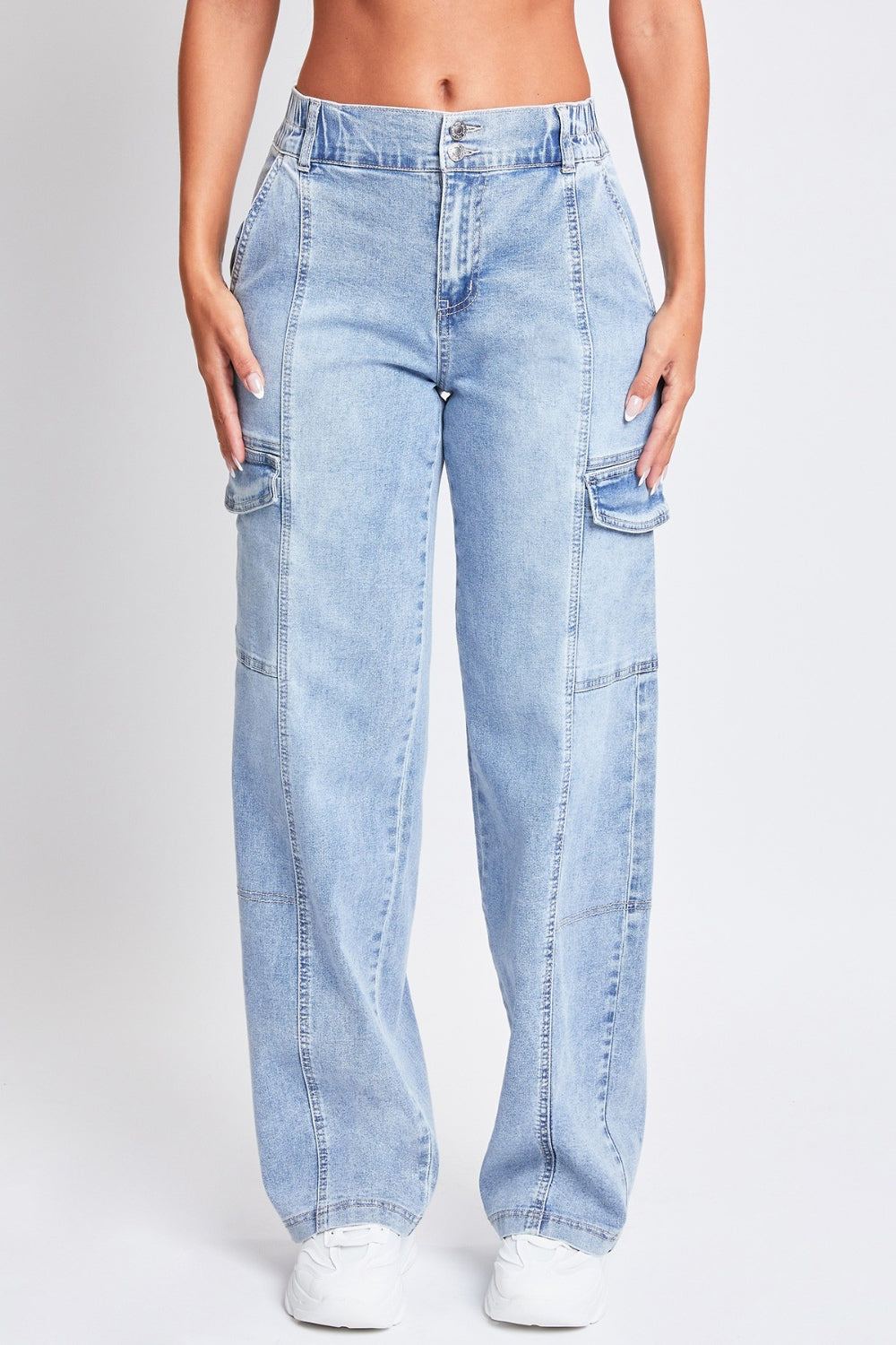 High-Rise Straight Cargo Jeans – Utility Meets Curve-Enhancing Comfort