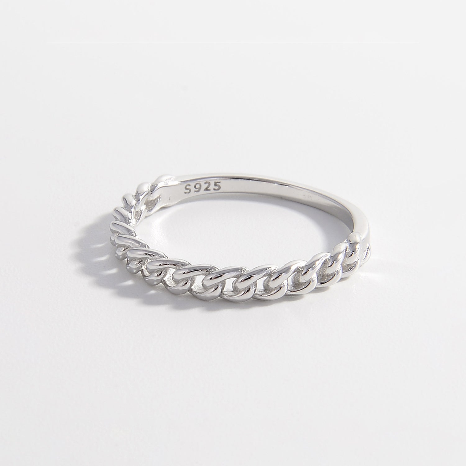 925 Sterling Silver Curb Chain Ring