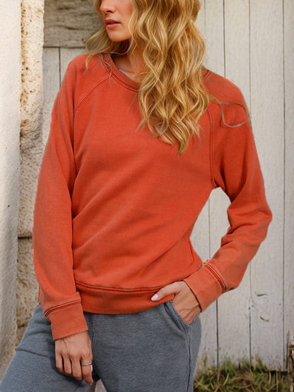 Shiny Round Neck Long Sleeve Sweatshirt