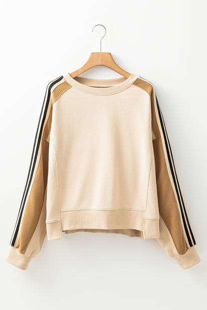 Contrast Round Neck Long Sleeve Sweatshirt