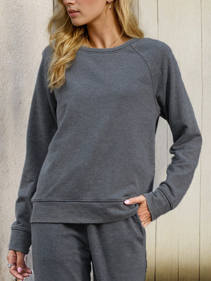 Shiny Round Neck Long Sleeve Sweatshirt