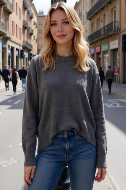 Basic Bae Round Neck Dropped Shoulder Sweater