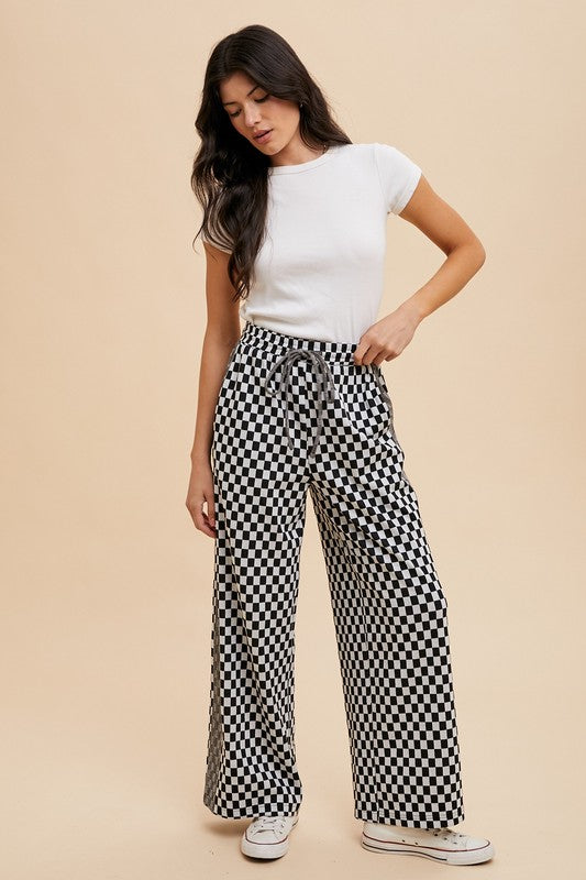 Drawstring Chickened Wide Leg Pants