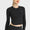 Millennia Side Slit Long Sleeve Round Neck Crop Top