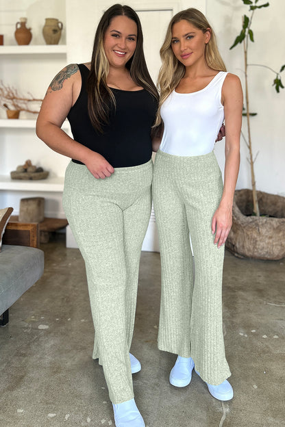 FAM-FAM Ribbed High Waist Flare Pants