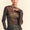 Davi & Dani Glitter Mesh Lettuce Hem Long Sleeve Top
