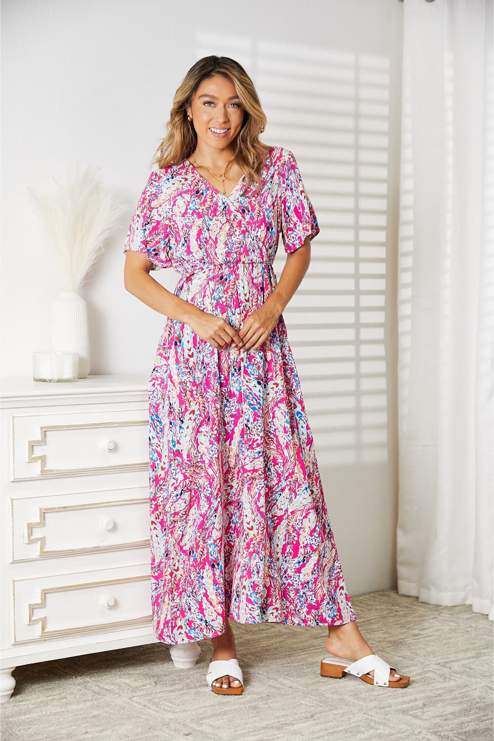 Multi-coloured V-Neck Maxi Dress