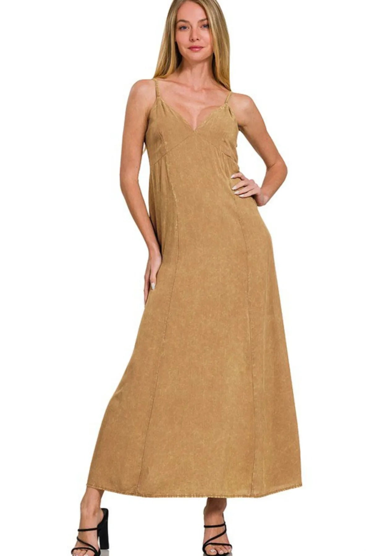Mineral Washed Rayon Challis Cami Dress