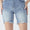 High Rise Distressed Denim Shorts