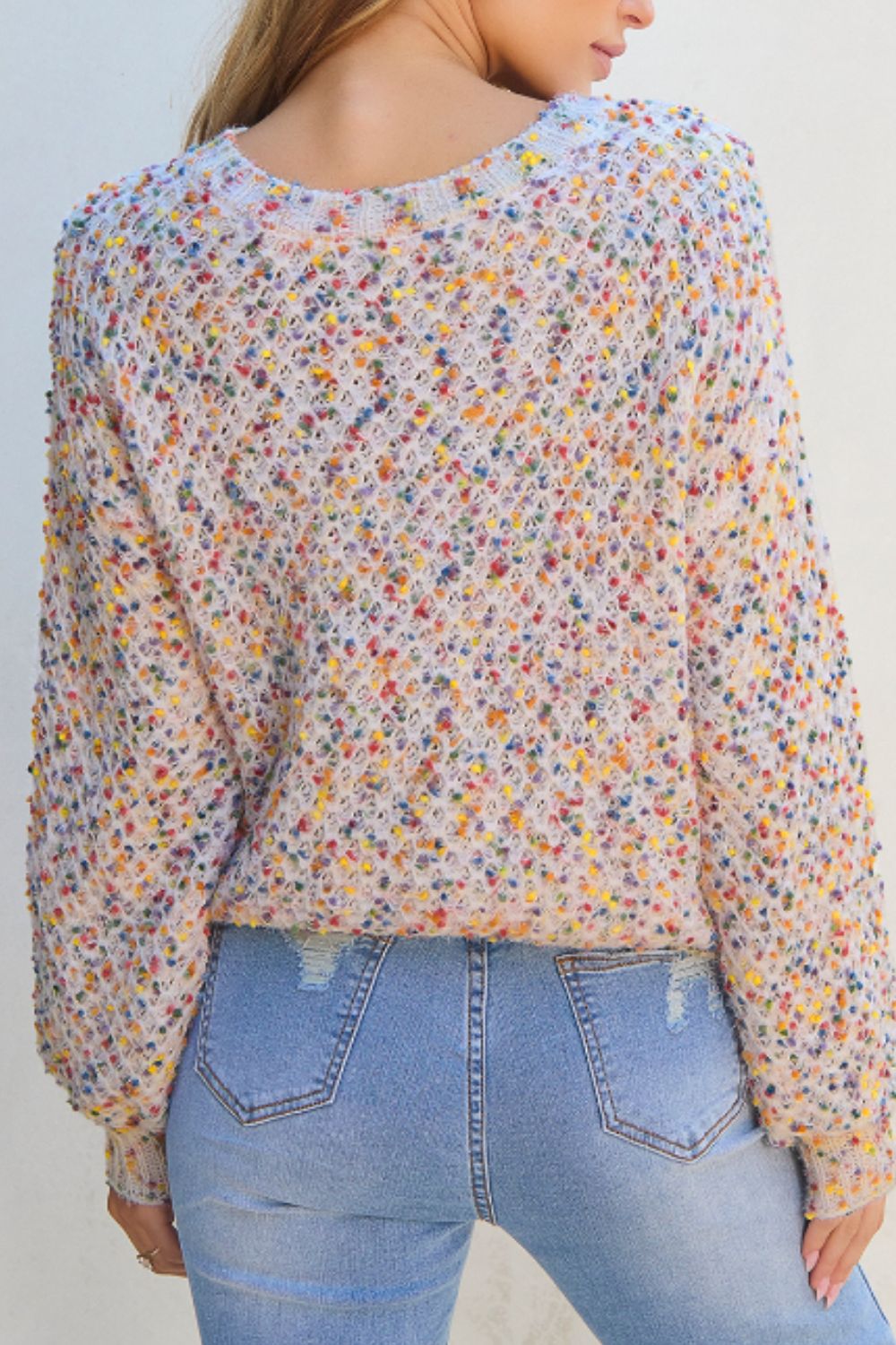 Confetti Round Neck Long Sleeve Sweater