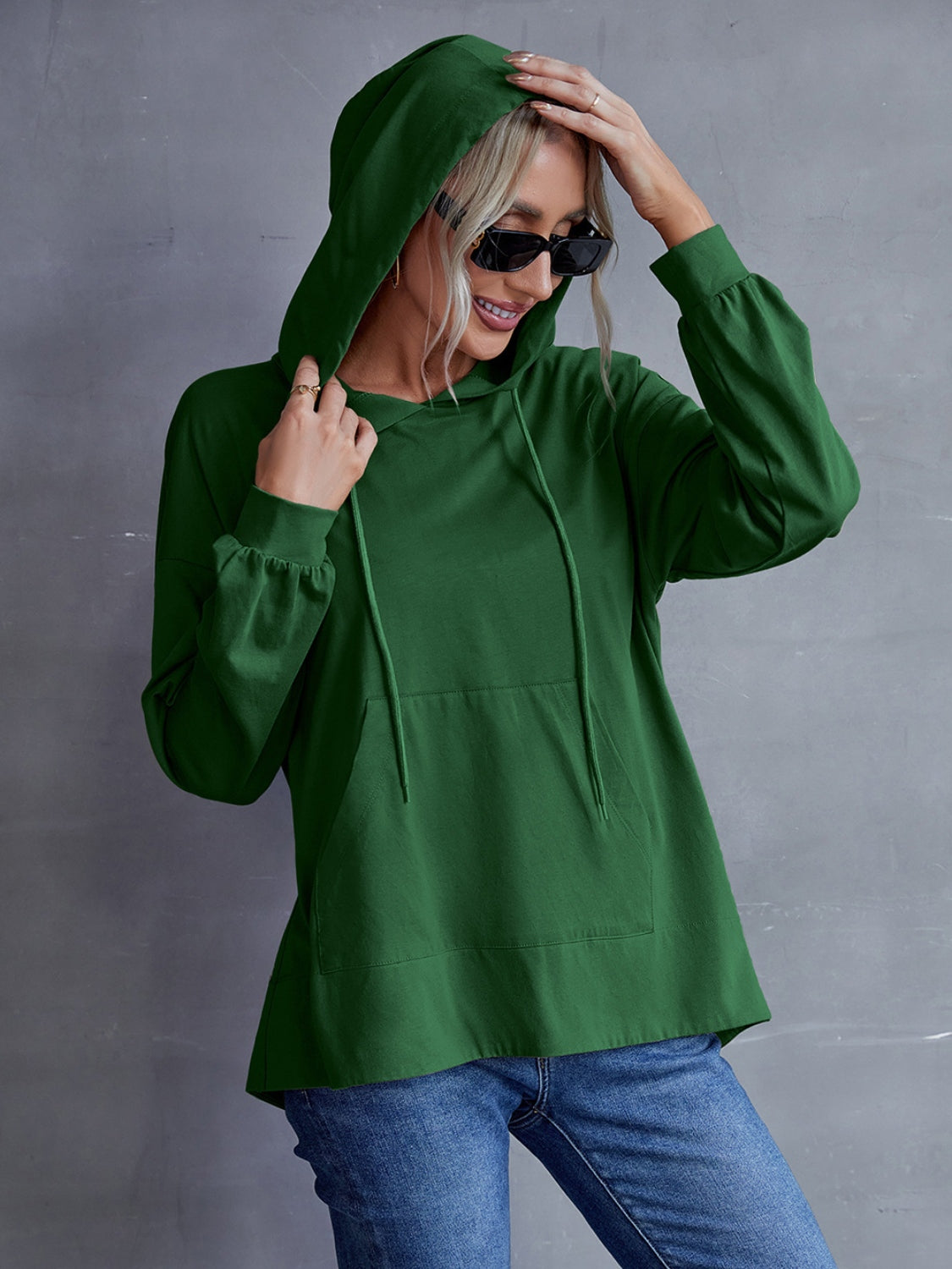 Ivy Lane Drawstring Pocketed Dropped Shoulder Hoodie