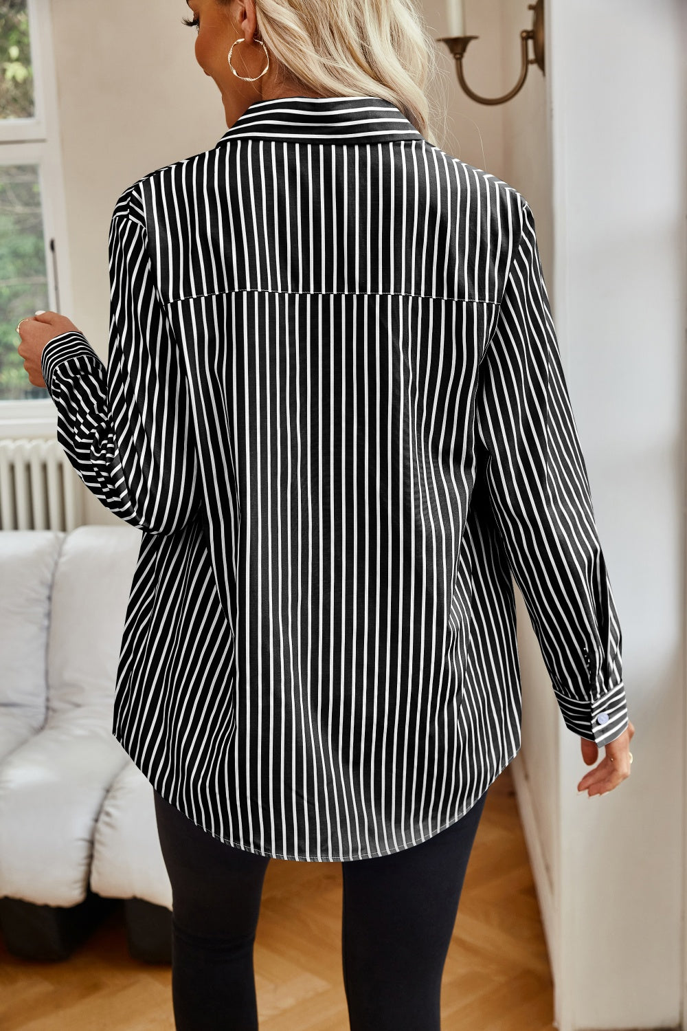 Lovelet Striped Button Up Long Sleeve Shirt