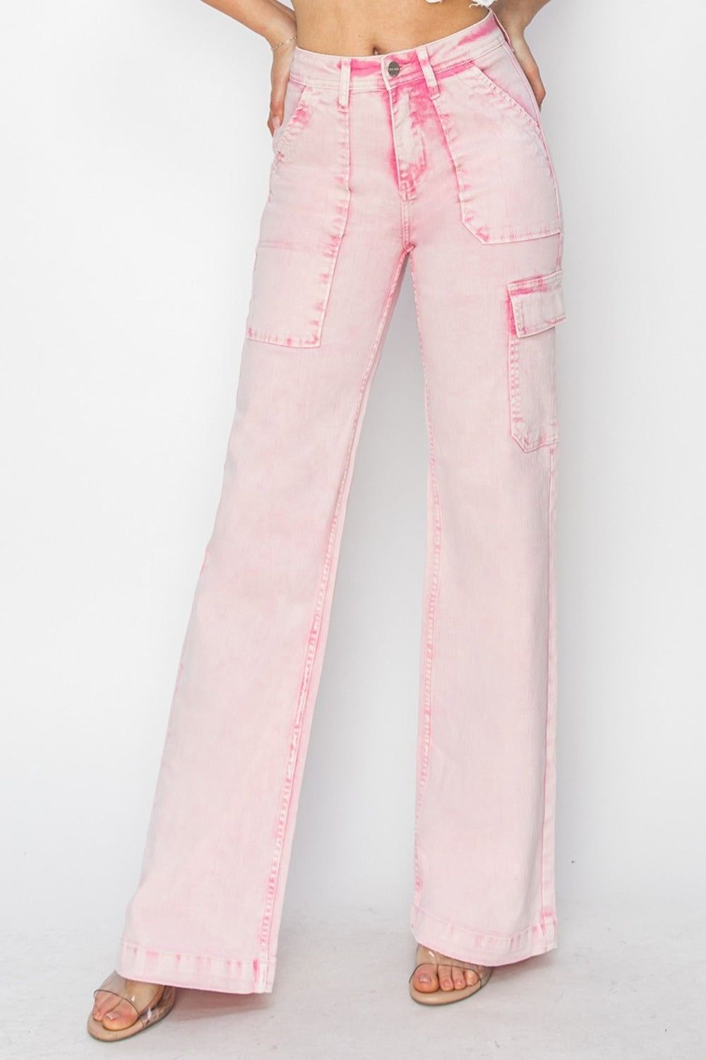 Full Size High Rise Cargo Pocket Jeans