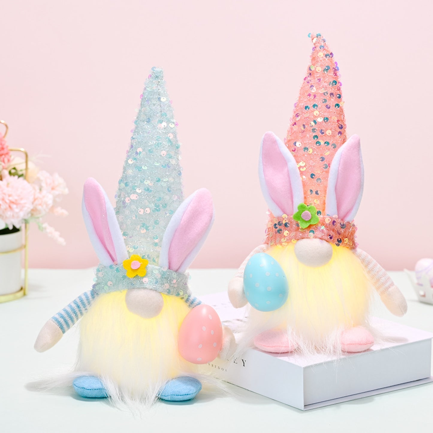 Easter Sequin Pointed Hat Faceless Gnome