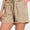 Zenana Washed Linen Frayed Hem Drawstring Shorts