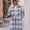 Mandy Plaid Dropped Shoulder Slit Coat