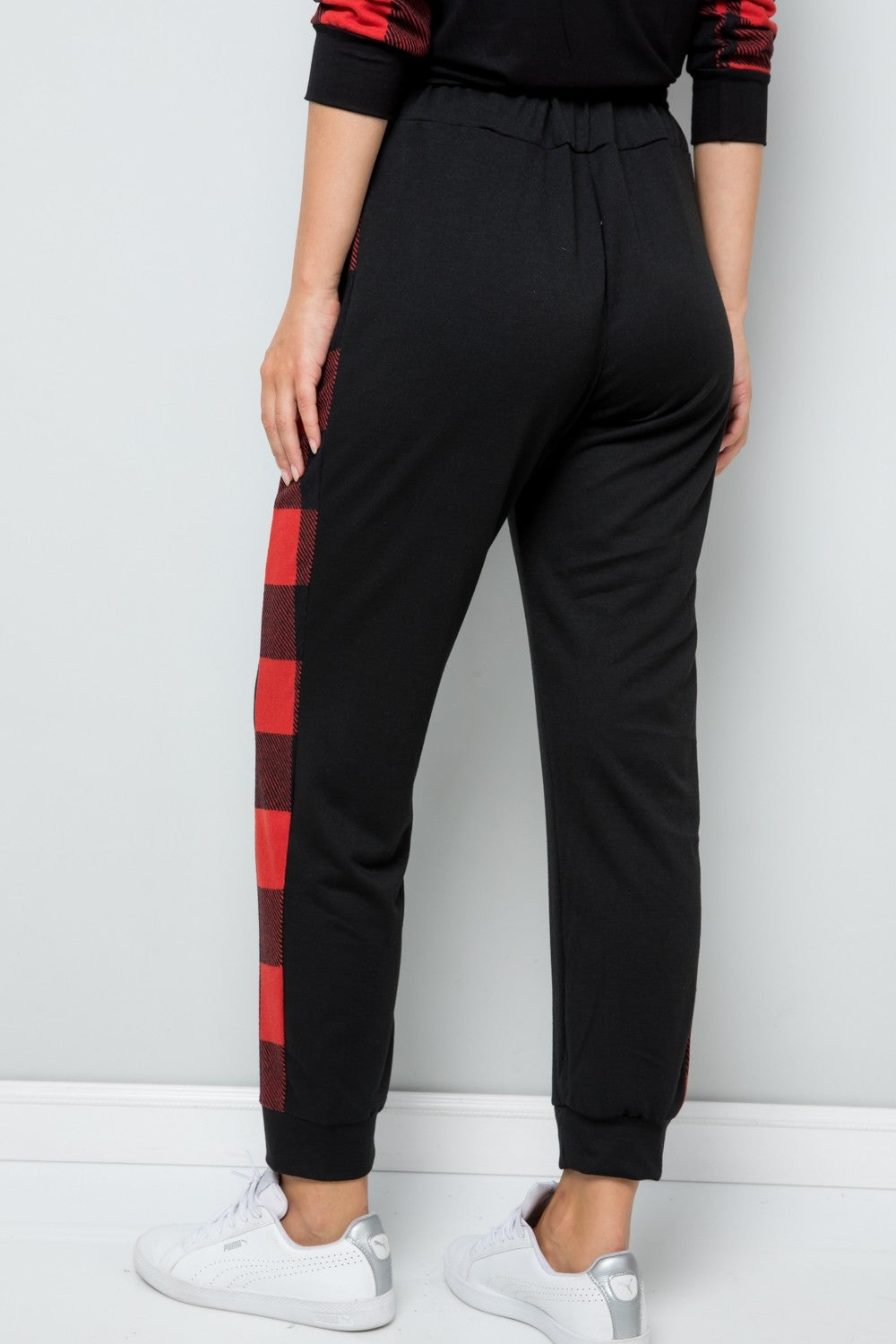 Celeste Design Full Size Plaid Side Print Sweatpants