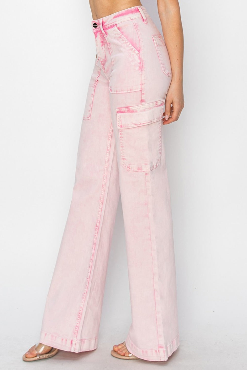 Full Size High Rise Cargo Pocket Jeans