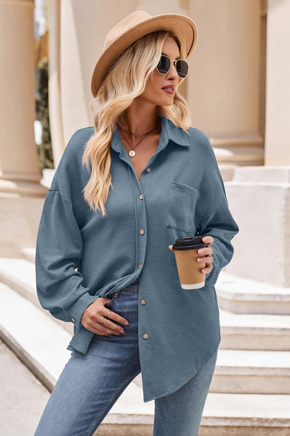 Mandy Collared Neck Dropped Shoulder Shirt