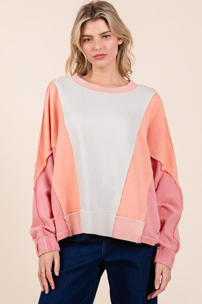 Mittoshop Mineral Wash Color Block Sweatshirt