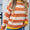 Angel Wings Striped Round Neck Dropped Shoulder Sweater