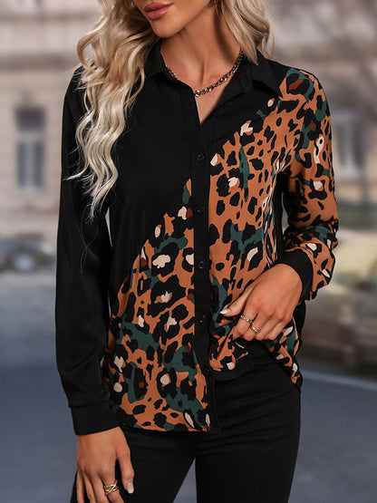 Honey Leopard Long Sleeve Blouse