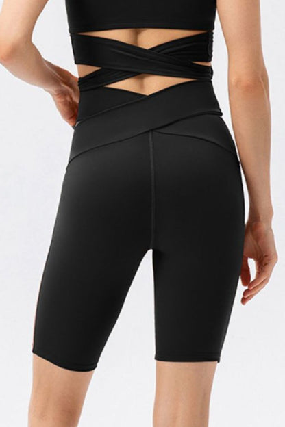 Crisscross Waistband Slim Fit Sports Shorts