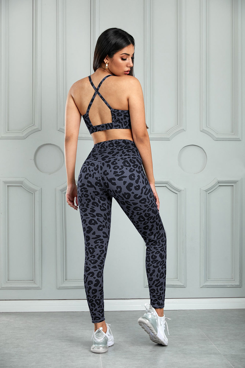 Leopard Cutout Sports Bra and Leggings Set