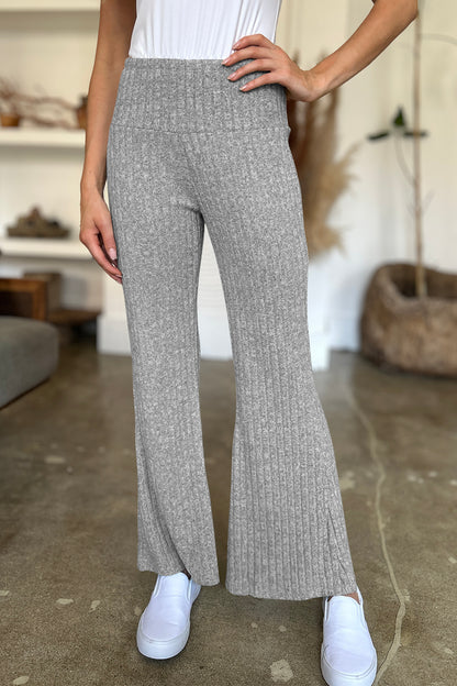 FAM-FAM Ribbed High Waist Flare Pants