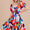Ces Femme Abstract Print Sweetheart Neck Puff Sleeve Dress