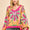 Davi & Dani Floral Contrast V-Neck Dropped Shoulder Sweater
