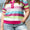 Plus Size Color Block Round Neck Short Sleeve T-Shirt