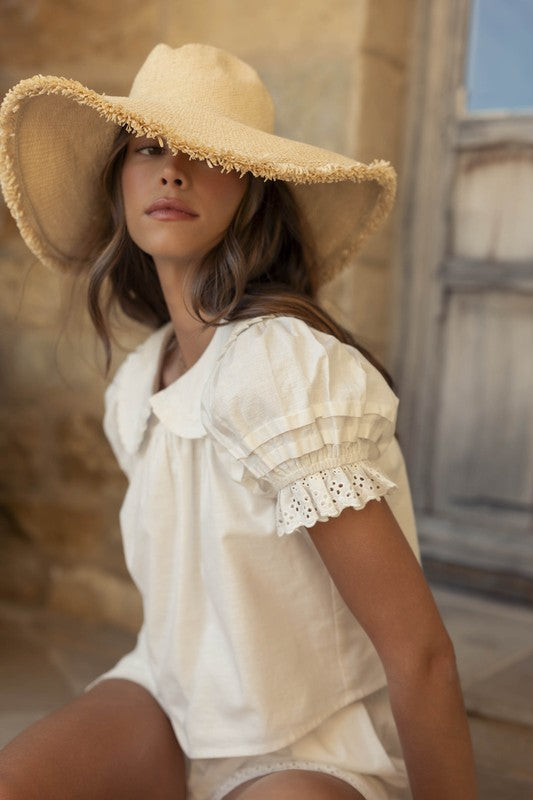 MABLE Peter Pan Collar Babydoll Blouse and Shorts Set