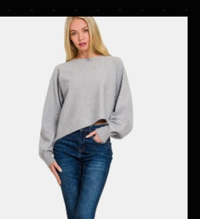 Asymmetric Hem Long Sleeve Sweater