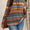 Plus Size Drawstring Printed Mock Neck Long Sleeve Top