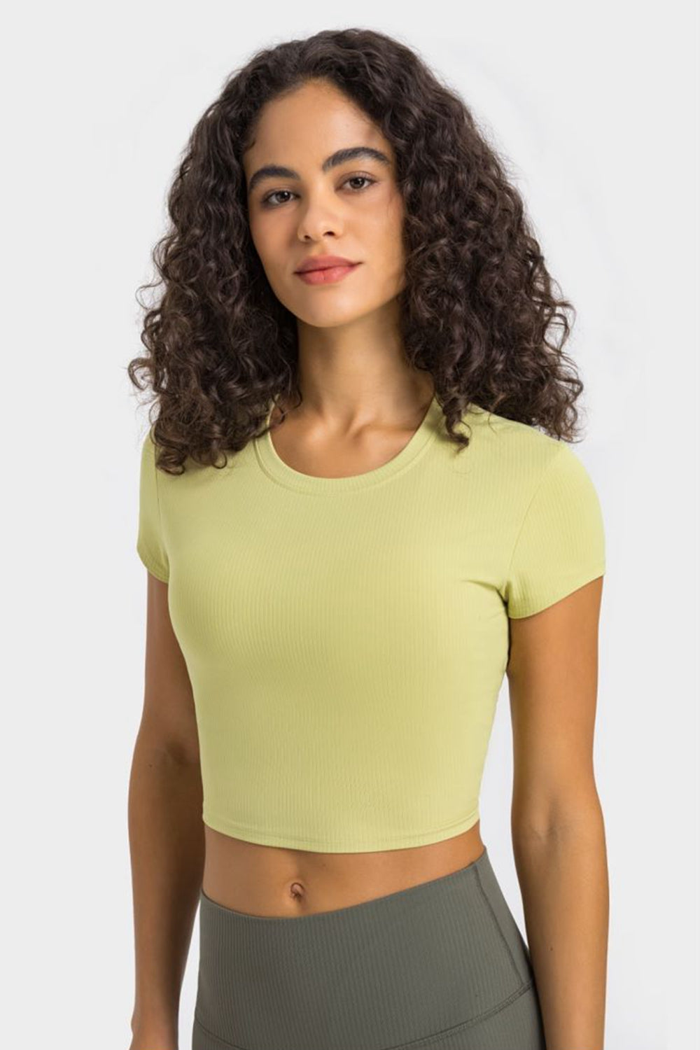 Millennia Round Neck Short Sleeve Cropped Sports T-Shirt