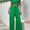 Honey V-Neck Ruffle Hem Top and Slit Pants Set