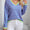 Contrast Trim Striped V-Neck Long Sleeve Knit Top