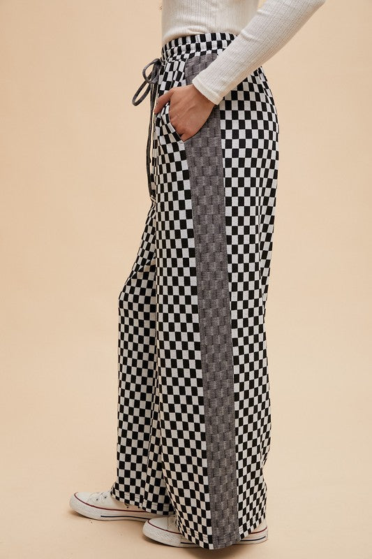 Drawstring Chickened Wide Leg Pants