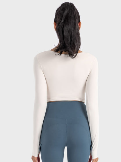 Millennia Ruched Cropped Long Sleeve Sports Top