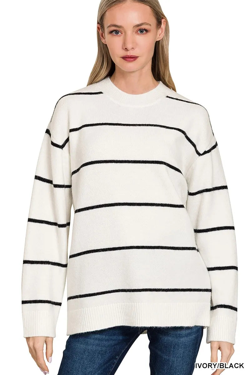 Round Neck Stripe Sweater