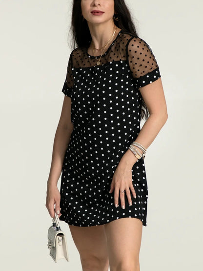 IZURIA Polka Dot Short Sleeve Mini Dress